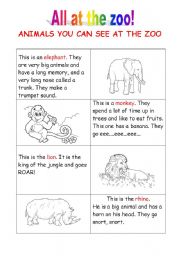 English Worksheet: All at the zoo