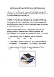 English Worksheet: Dictionaries