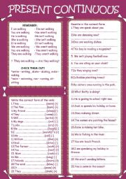 English Worksheet: present continuous