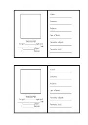 English Worksheet: Identity Card