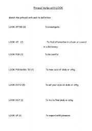 English worksheet: Phrasal Verbs with LOOK