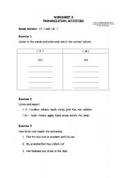 English Worksheet: Pronunciation activities. Worksheet 5.