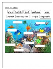 English Worksheet: work sheet for sea creatures