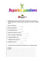 English Worksheet: Reported questions