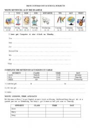 English Worksheet: School Subjects