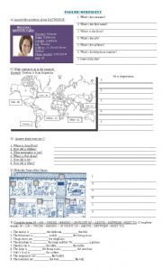 English Worksheet: PERSONAL QUESTIONS - PREPOSITIONS OF PLACE 
