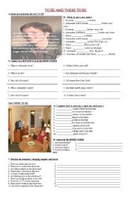 English Worksheet: TO BE reading and . there be exercises