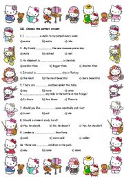 English Worksheet: Multiple choice grammar questions