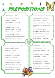 Prepositions Worksheet