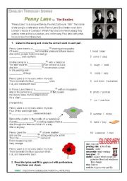 English Worksheet: English through songs 8