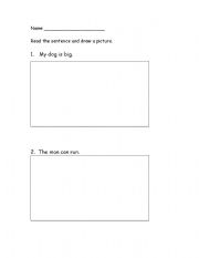 English worksheet: CVC read and Draw