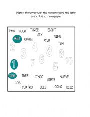 English Worksheet: numbers from one to ten