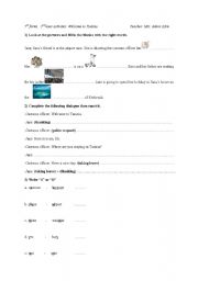 English Worksheet: welcome to tunisia 7th forms 3rd hour