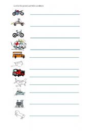 English worksheet: means of transport