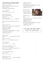 English Worksheet: Just the way you are - Bruno Mars