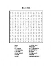 English Worksheet: baseball Wordsearch