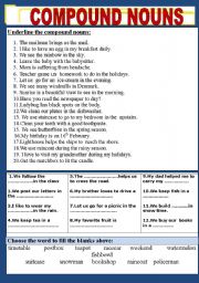 English Worksheet: Compound Nouns