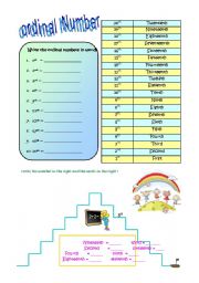 English Worksheet: Ordinal number