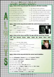 English Worksheet: Song Worksheet - Always by Jon Bon Jovi - Part 01