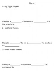 English worksheet: Animal comparatives