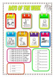 English Worksheet: Days of the week