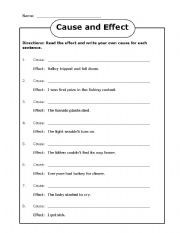 English worksheet: cause and effect