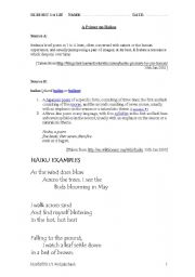 English Worksheet: Primer on Haikus