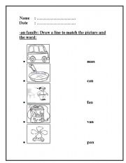 English Worksheet: -an word family 2