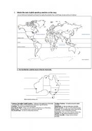 English Worksheet: map of English speaking countries
