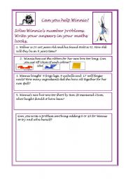 English Worksheet: Winnies Maths Problems