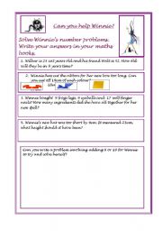 English Worksheet: Winnies Maths Problems