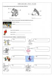 English worksheet: Vocabulary Revision for kids