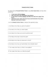 English Worksheet: Present Perfect tense