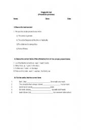 English worksheet: Diagnostic test 