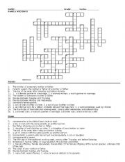 English Worksheet: Family and days with answers Crossword