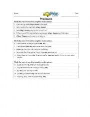 English Worksheet: pronoun