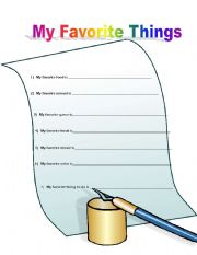 English worksheet: My Favorite Things