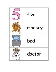 English Worksheet: Five little monkeys