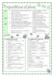 English Worksheet: Prepositions of place IN, ON, AT 