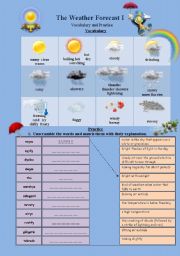 English Worksheet: The Weather Forecast Part 1