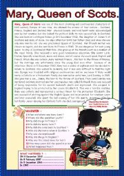 English Worksheet: MARY, QUEEN OF SCOTS.