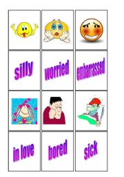 English worksheet: Feelings matching cards 2/2