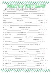English Worksheet: the verb to have