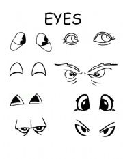 English Worksheet: Halloween Characters (Eyes, Noses & Mouths)