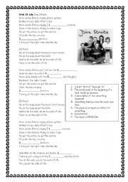 English Worksheet: Walk of life - Dire Straits