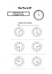 English Worksheet: The time