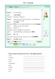 English Worksheet: chat language part 1