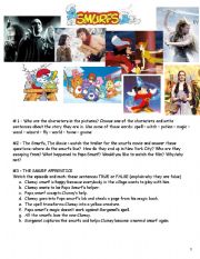 English Worksheet: Smurfs Worksheet #2