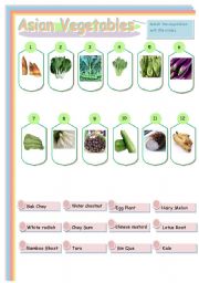English Worksheet: Asian Vegetables Matching