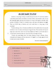 English Worksheet: AN ICE PALCE TO STAY 